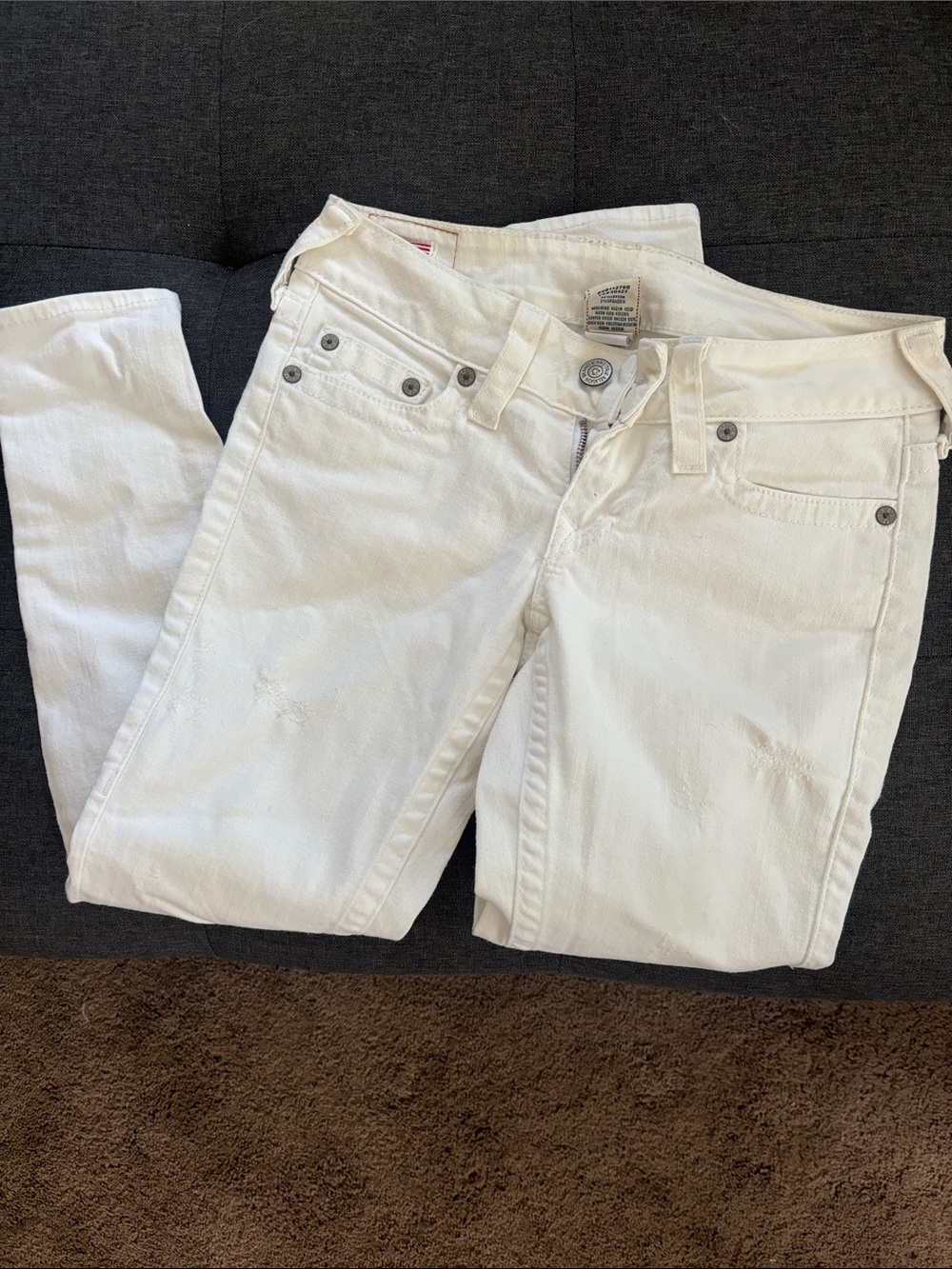 Women's Skinny White Denim Jeans - Classic Clean Look